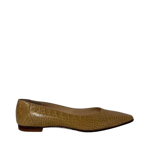 Manolo Blahnik Yellow Point Toe Flats 7 - Picture 1 of 4